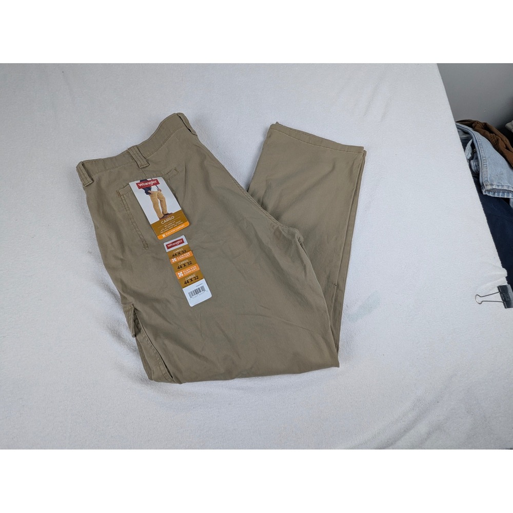 Wrangler Mens Relaxed Fit Flex Cargo Pants Khaki 44x32 70ABWEW New